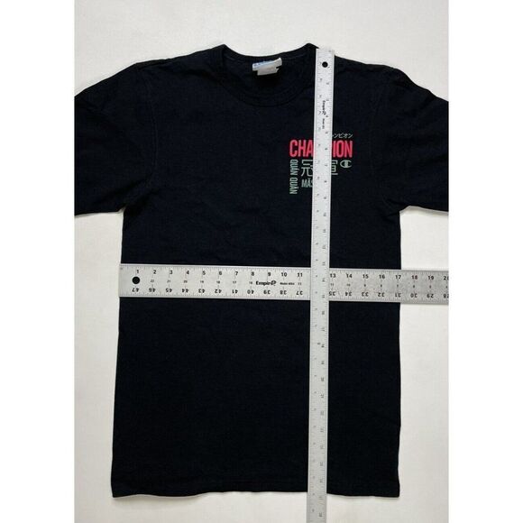 Champion Logo Different Languages T-shirt Men Small Black Short Sleeve - Picture 4 of 4